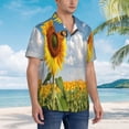 thumbnail image 3 of Balery butterfly and sunflower Print Men's Hawaiian Shirts Short Sleeve Beach Shirt Relaxed Fit Vacation Button Down Shirts,XX-Large, 3 of 7