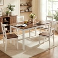 thumbnail image 4 of Gymax 60'' Rectangular Dinner Table w/Solid Rubber Wood Legs for Kitchen Dining Room Brown & White, 4 of 8
