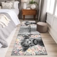 thumbnail image 4 of Runner Rug 2'x6', Black Cow Floral Washable Non-Slip Hallway Runner Rugs, Grey Ombre Farmhouse Animals Bedside Rugs Floor Mats Carpet Runners for Kitchen Bathroom Laundry Room, 4 of 8