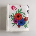 thumbnail image 3 of WPM Throw Blanket- Super Soft Cheerful Warm Caring, Get Well Soon Gift, Microfiber Sherpa Plush Healing Thoughts Love for Women Girls Moms Patient Fluffy Comfort Hope Gift, White Red Flowers, 3 of 3