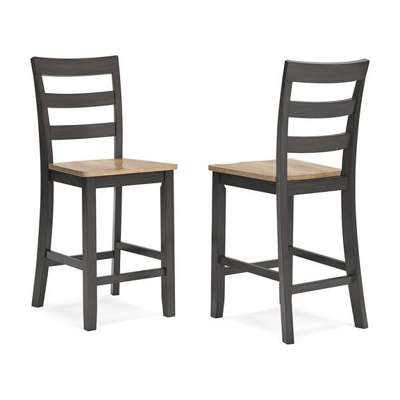 Signature Design by Ashley Gesthaven Solid Wood Frame Counter Height Barstool, Set of 2, Natural/Brown