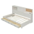 thumbnail image 6 of Harper & Bright Designs Twin Size Daybed with 3 Storage Drawers and a Set of Sockets and USB Ports, Wooden Bedframe with Upper Soft Board for Bedroom Guestroom, White, 6 of 13