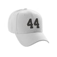 thumbnail image 2 of Daxton Structured Baseball Hat Cap Curved Visor Custom Team Number - White Hat, Black 44, 2 of 3