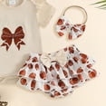 thumbnail image 4 of Faraee 0-18 Months Newborn Infant Baby Girl Clothes Ruffle Short Sleeve Romper Shorts Set Bowknot Floral Summer Outfits Beige, 4 of 5