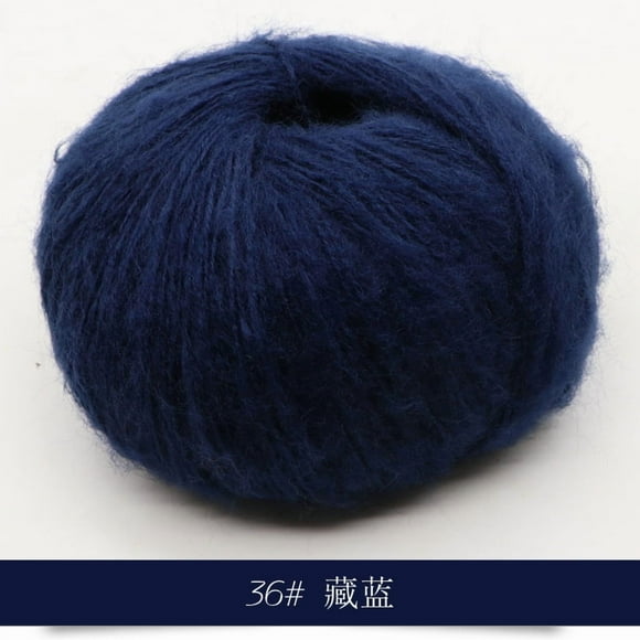 Xiao Hua 2 rolls of dark blue soft mohair yarn -25g lightweight knitted yarn, elegant shawl yarn, and luxury yarn, suitable for handmade scarves and exquisite crafts