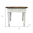 thumbnail image 4 of HomeRoots 488539 24 x 24 x 24 in. Ivory & Brown Solid Wood Square End Table, 4 of 5