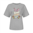 thumbnail image 3 of UPPADA Femmes Joyeuse Easter T-Shirt Bunny Rabbit T-Shirt Graphique Manches Courtes Lettres Amusantes Imprimées Chemises Manches Courtes Col Rond Tuniques Hauts Gris,m, 3 of 5