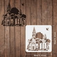 thumbnail image 2 of Church Stencil for Painting 11.8x11.8 Inch Reusable DIY Art and Craft Stencils Castle Stencil Drawing on Wood Canvas Paper Fabric Walls and Furniture, 2 of 9