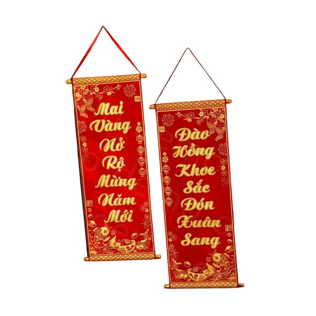 Coplas del Festival de vietnamita, fáciles de instalar, decoración colgante de año Nuevo Chunlian para puertas, ventanas de oficinas y Estilo A