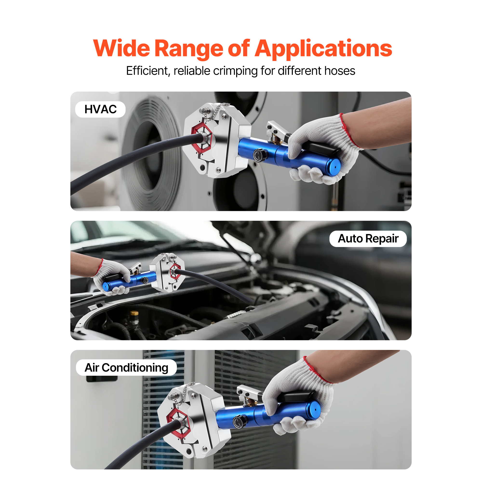 KFFKFF Hydraulic Hose Crimper Kit, Manual A/C Hose Crimping Tool with 7 Interchangeable Dies, Designed for Automotive and Air Conditioning Repairs - Includes Portable Carrying Case