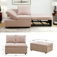 thumbnail image 4 of Aukfa 71" Convertible Chaise Futon Pull Out Sofa Chair Bed, Adjustable Backrest, 2 Pillows, Linen, Pink, 4 of 11