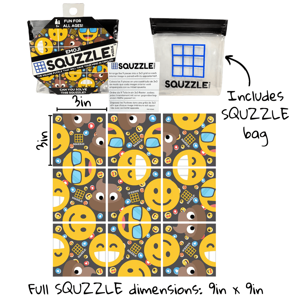 Squzzle Puzzle – Emoji Match Grid Challenge | 9-Piece Screen-Free Brain Teaser for Focus & Visual Skills | Fun Travel Puzzle Game & Classroom Activity for Kids & Adults