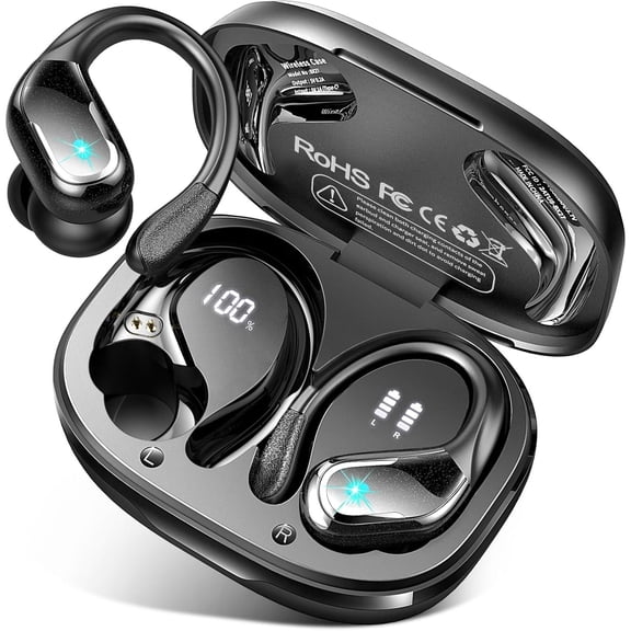 Wireless Earbuds 75Hrs Bluetooth 5.4 Headphones IP7 Waterproof for Sports Running Wireless Earphones with ENC Noise Cancelling Mics Deep Bass Over Ear bud with Earhooks for Android iOS Workout Gym
