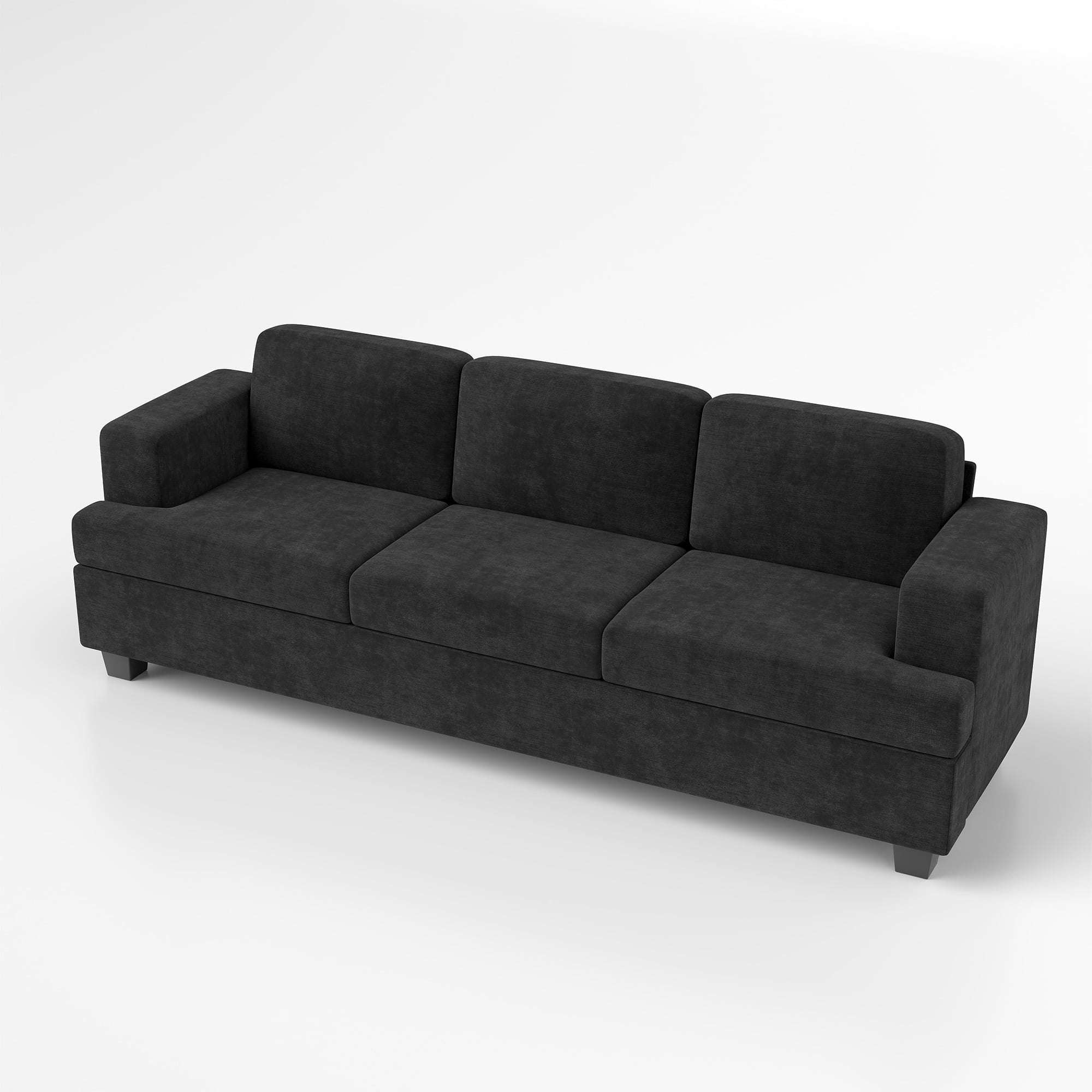 YOUDENOVA 89 Inch Sofa Couch, Modern 3-Seater Sofa for Living Room, Modern Sleeper Couches Deep Seat Sofa Lounge for Apartment, Black Chenille