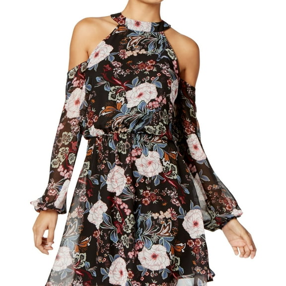 One Hart Womens Juniors Sheer Cold Shoulder Party Dress