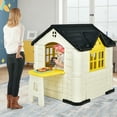 thumbnail image 3 of Gymax Kid's Playhouse Games Cottage w/ 7 PCS Toy Set & Waterproof Cover Yellow, 3 of 9