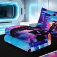 thumbnail image 5 of Erosebridal Dirt Bike Zipper Twin Comforter Sets with Fitted Sheet and 2 Pillowcases, Tire Track Zipper Bedding Set, Purple Blue, Black Reversible, 5 of 7