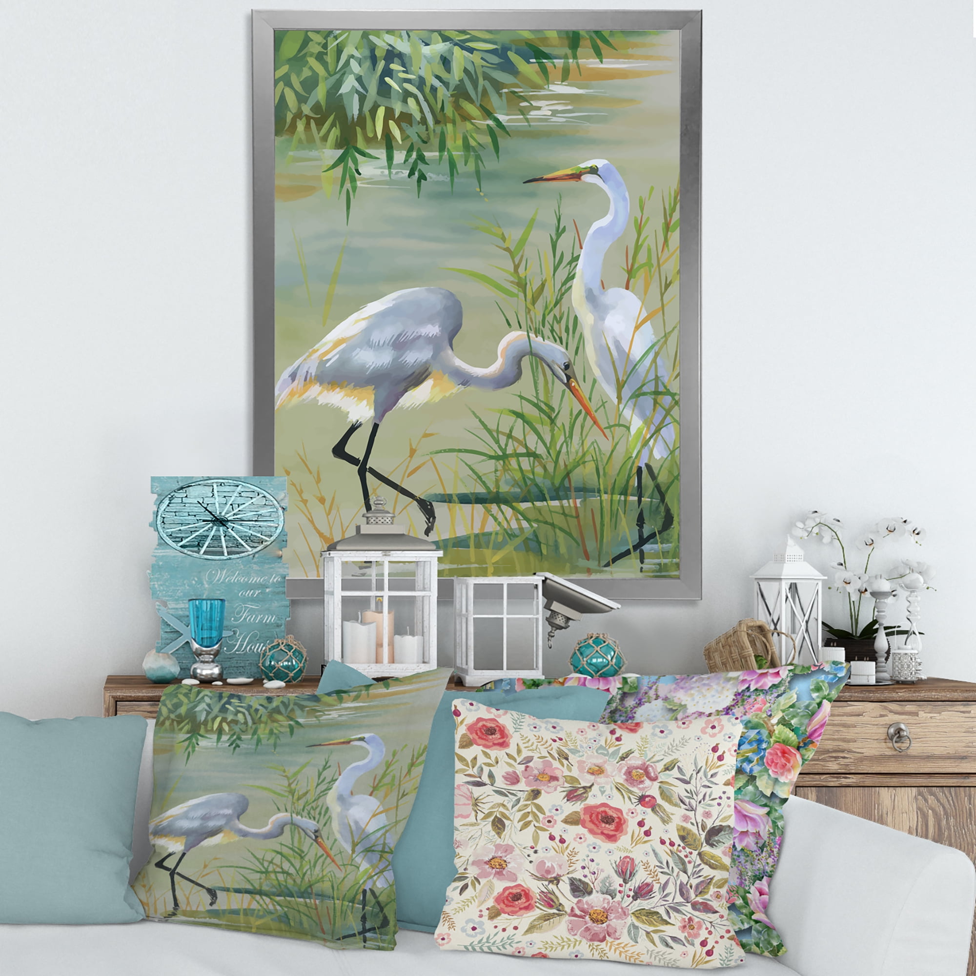 Designart 'Portrait Of Heron Birds I' Traditional Framed Art Print