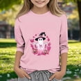 thumbnail image 7 of WAVSUF Kids Girls Halloween Pullover, Crew Neck 3/4 Sleeve Graphic Print Daily Festive Fall Top Pink 7-8, 7 of 7
