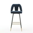 thumbnail image 2 of Akoya Collection Modern | Contemporary Velvet Upholstered Connor 28" Bar Stool & Counter Stools with Nailheads and Gold Tipped Black Metal Legs,Set of 2 (Blue), 2 of 9