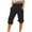 Black, variant on YanHoo Women's Casual Beach Capris Linen Elastic Waist Cropped Pants Loose Solid Baggy Trouser with Pockets