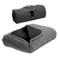 thumbnail image 1 of Tirrinia - Manta impermeable para acampar al aire libre, forro polar Sherpa, cálida, resistente al viento, para estadio de fútbol, ​​para coche, fútbol, ​​conciertos en la playa, color negro, 1 of 5