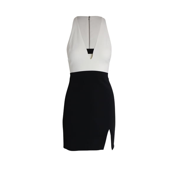 Pre-Owned David Koma Sleeveless Mini Dress in Black and White Acetate