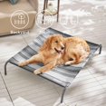 thumbnail image 3 of Cama para perros, grande, elevada, refrigeración, exterior, a rayas, gris, 3 of 7