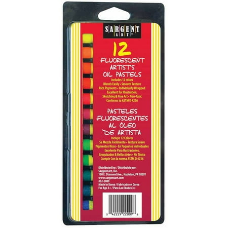 Sargent Art Gallery Non-Toxic Oil Pastel, 7/16 x 3-1/4 Inches, Assorted Fluorescent Color, Pack of 12