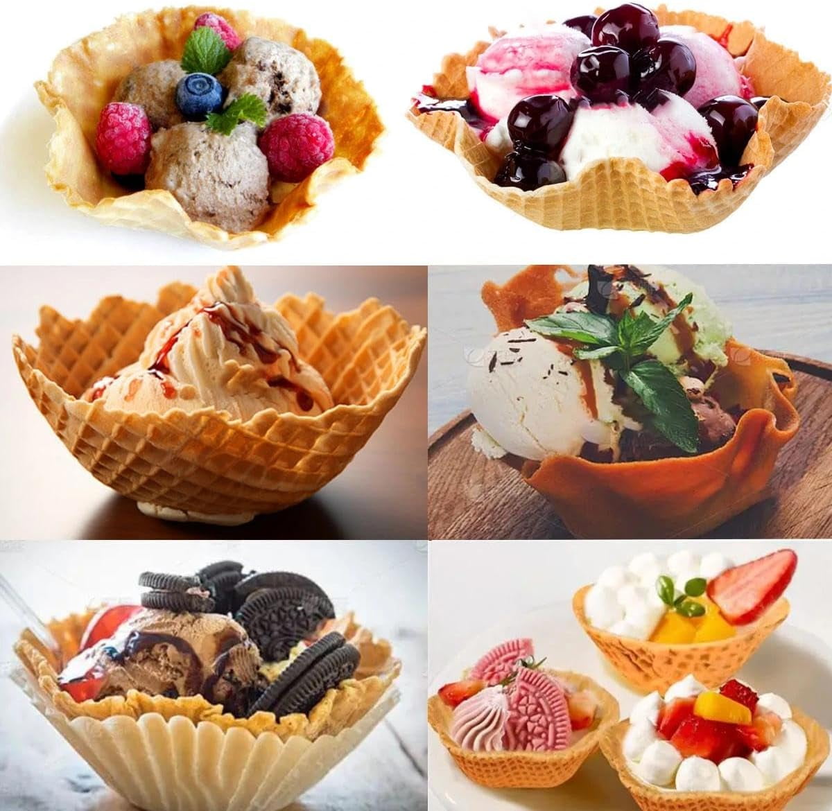 4" Waffle Bowl Maker with Non-Stick Plates, Fast Heating Mini Waffle Cone Maker for Homemade Ice Cream Cups, Compact Housewares Appliance for Dorms, RVs, Camping & Small Kitchens