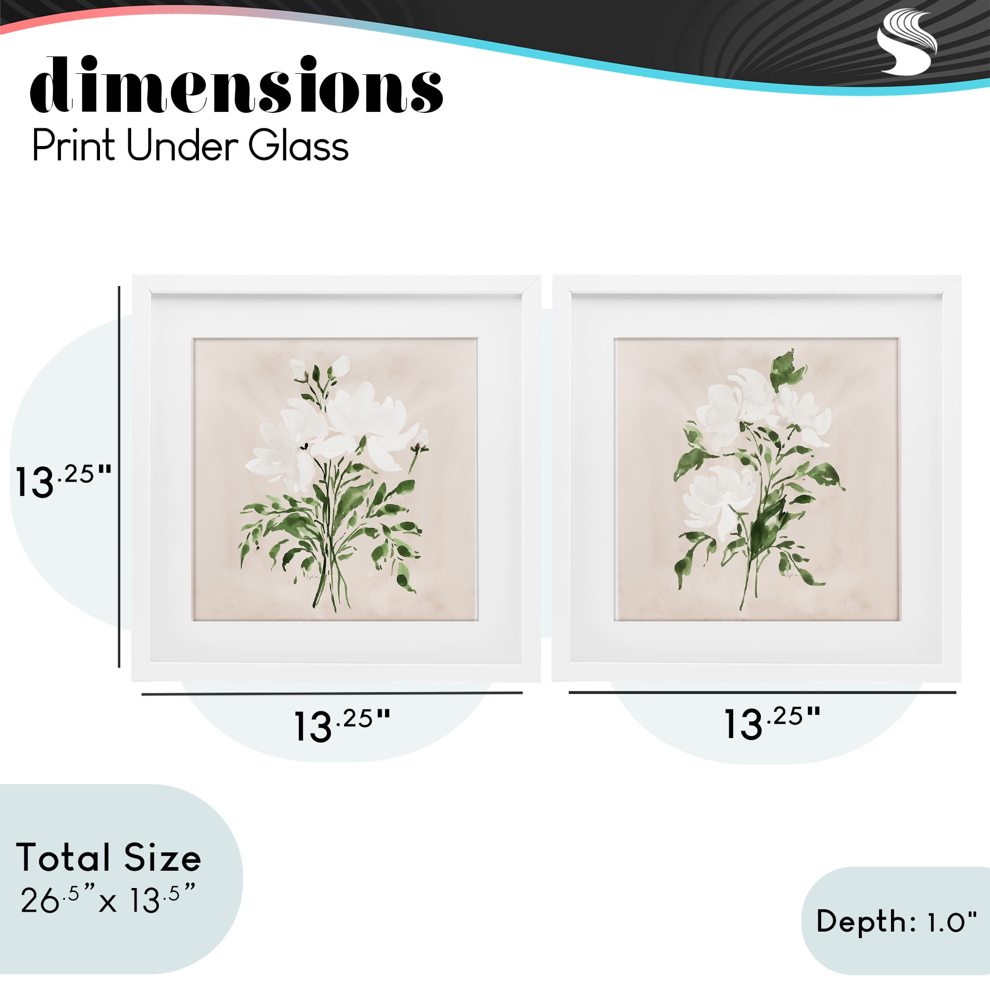 Stupell Industries White On Tan Botanicals 2 Piece White Framed Print Under Glass Set, design by Lucille Price