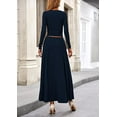 thumbnail image 3 of PRETTYGARDEN Women's Spring 2 Piece Outfits Dressy Casual Ribbed Knit Long Sleeve Crop Tops Maxi Flowy Skirts Matching Sets, 3 of 10