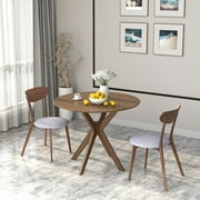 Costway 3 PCS Dining Table Set Modern Round Kitchen Table and Chairs Set for Dining Room