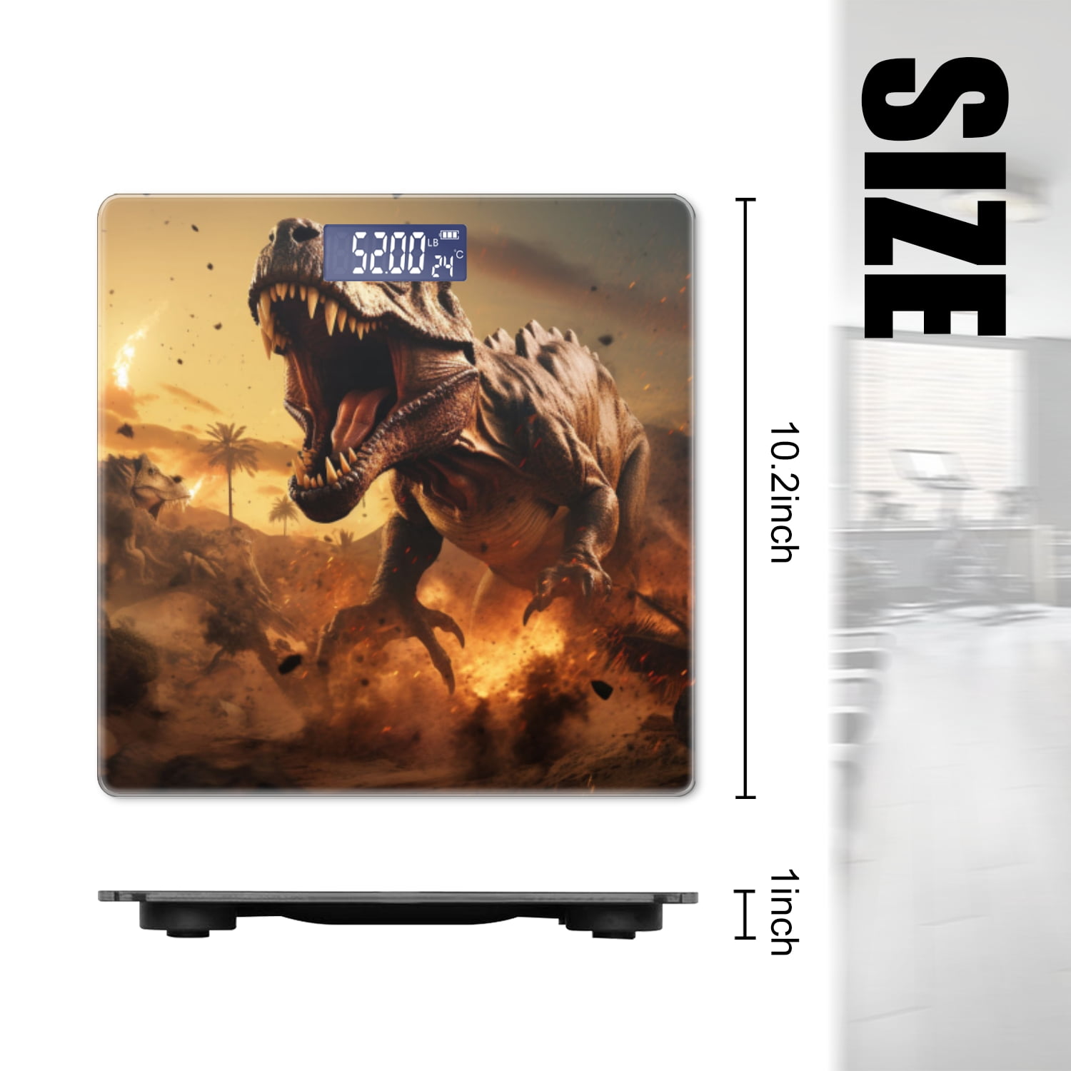 High Precision Body Weight Scale Smart Bathroom Scales with Large LCD Display(400lbs),Decorative for Bedroom-Ferocious Tyrannosaurus Rex Roaring In The Midst Of Ancient Desert