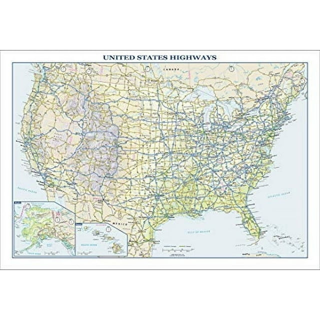 USA Interstate Highways Wall Map - 22.75" x 15.5" Paper