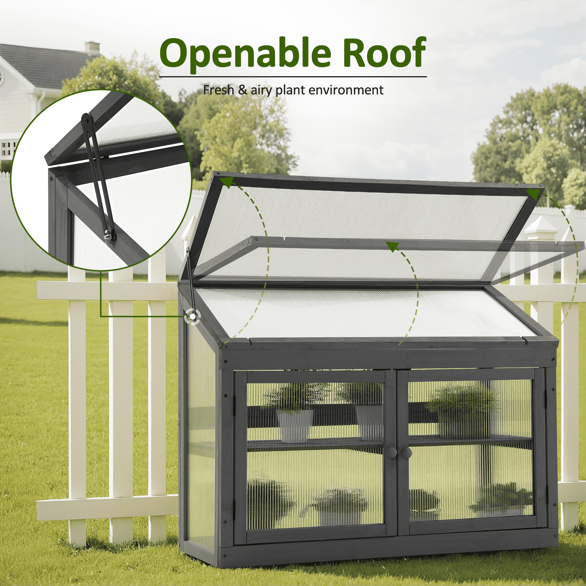Mcombo 2-Tier Wooden Cold Frame Garden Greenhouse Raised Flower Planter Shelf Bed Protection 0160