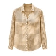 thumbnail image 4 of Luvrsol Button Up Shirt Women Collared Fitted Blouse Plaid Long Sleeved Top for Casual Layering and Travel S-2XL, 4 of 7