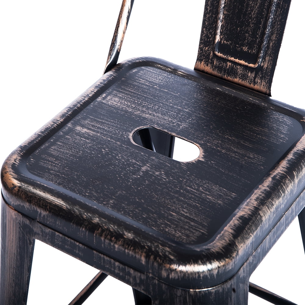 Kepooman 3-piece Vintage Bar Stools with Metal Table, Low Back Rustic Industrial Metal Chairs&Rectangular Table for Patio Kitchen Bar Indoor/Outdoor, Golden Black Kepooman 3-piece Vintage Bar Stools with Metal Table, Low Back Rustic Industrial Metal Chairs&Rectangular Table for Patio Kitchen Bar Indoor/Outdoor, Golden Black