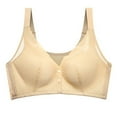 thumbnail image 4 of JGTDBPO Front Closure Bras For Women Plus Size Comfortable Full Coverage Bras Lace Front Snap Bras Post Surgery Vest Breathable Gathering Front Opening Buckle Bra Wireless Minimizer Bra Everyday Bra, 4 of 5