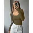 thumbnail image 2 of MOYIKO Scoop Neck Long Sleeve Shirts for Women Slim Fitted Tees Basic Tight Tops, 2 of 7