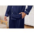 thumbnail image 4 of U2SKIIN Mens Silk Pajamas Set, Long Sleeve Satin Pajamas for Men Sleepwear Button Down Pjs Set Two-piece（Navy, X-Large）, 4 of 5