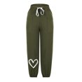thumbnail image 4 of QUINDOS Taper Pants for Womens Fashion High Waisted Ankle Length Outerwear Sweatpants Cotton Linen Heart Print Athletic Fit Pants with Pockets, 4 of 6