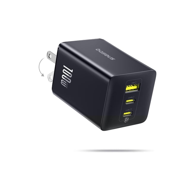 Cargador Baseus USB C de 100 W con 3 puertos para MacBook Pro/Air, iPad