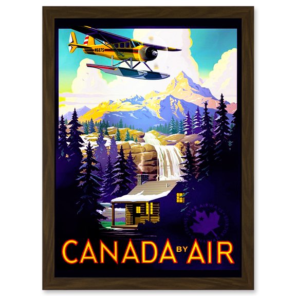 Travel Tourism Transport Canada Air Sea Plane Forest Mountain River Artwork Framed Wall Art Print A4