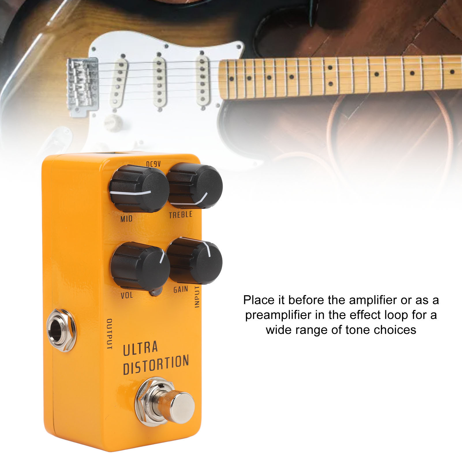 NFTIGB High Gain Distortion Guitar Pedal Aluminum Alloy Electric Guitar Distortion Effect Pedal with True Bypass DC9V for Electric Guitars, Black Edition (3.94 inches / 10.00 cm)