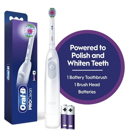 Oral-B Pro 100 3D White, Battery Toothbrush, White