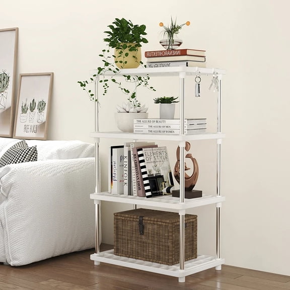 4-Tier Floor Standing Multifunctional Storage Rack Organizer For Kitchen Bathroom Bedroom Balcony Snack Plant Sundry Storage