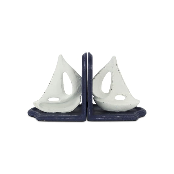 Contemporary Home Living 9.5" Blue and White Sail Boat Bookends