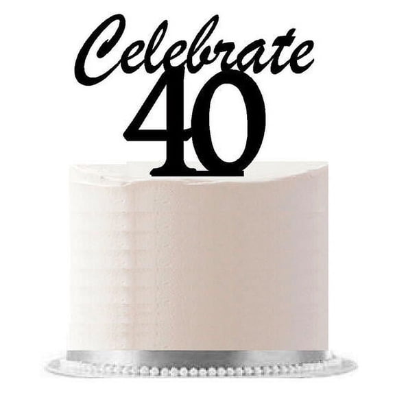 Celerbate 40 Black Birthday Party Elegant Cake Decoration Topper