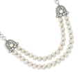 thumbnail image 4 of Elegant Double Strand Pearl and Crystal Statement Necklace - Wedding Jewelry Necklace Silver, 4 of 7